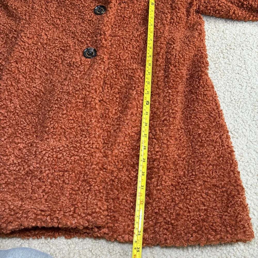 Sam Edelman Anthropologie Teddy Bear Coat Burnt Orange Cozy Sherpa Womens Large - Picture 8 of 9